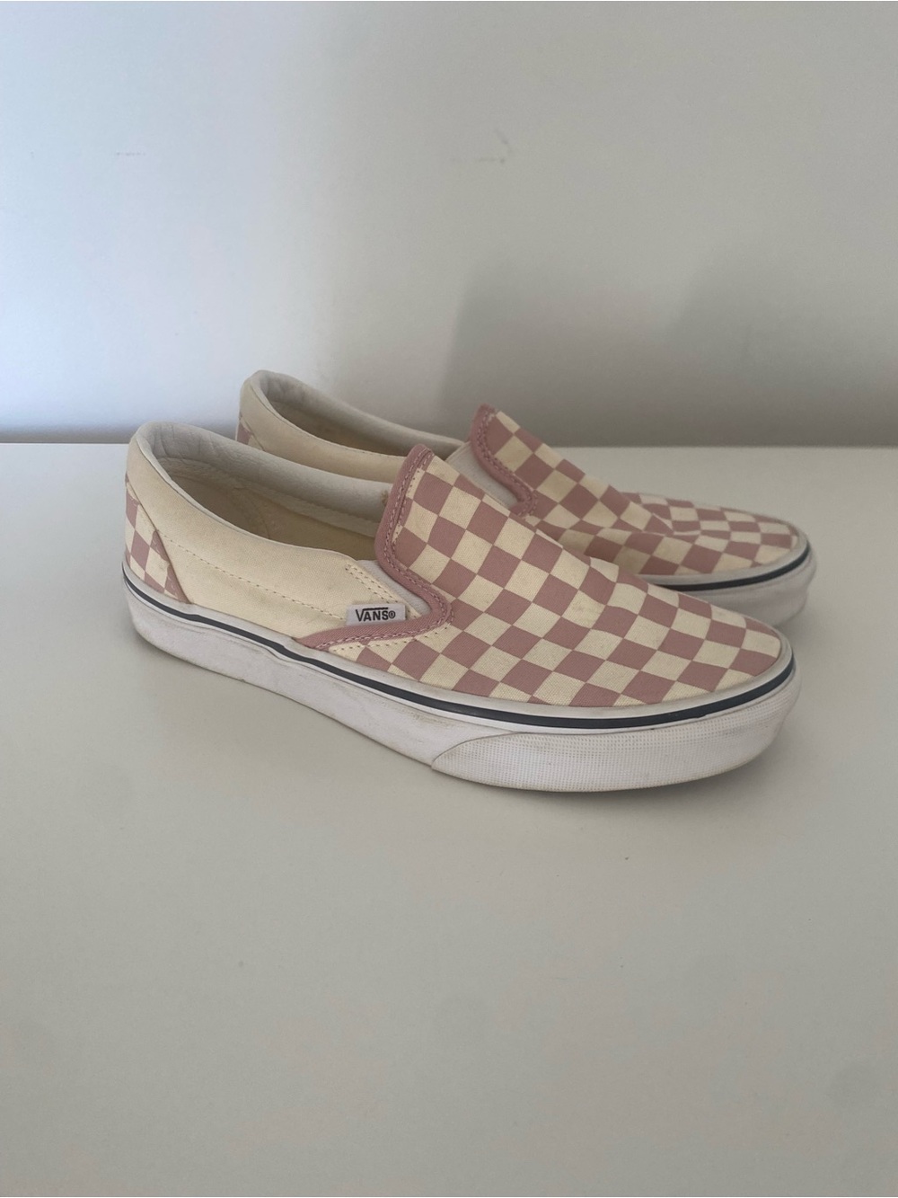 Vans Classic Slip On Pink Mauve Checkerboard Sneakers Shoes Sz 9 Punk Grunge Y2K